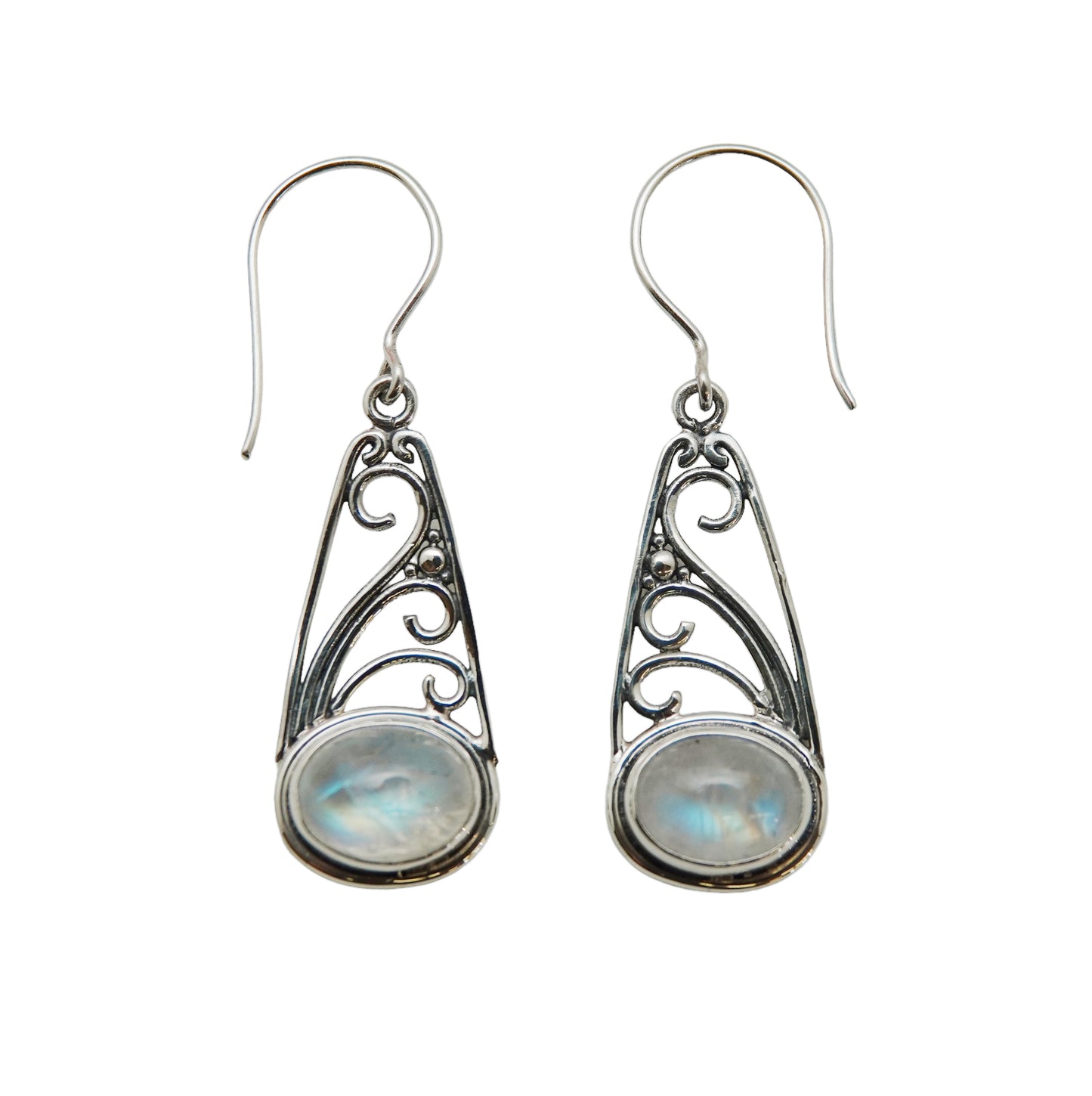 (205PBMS) Silver drop earring in blue moonstone