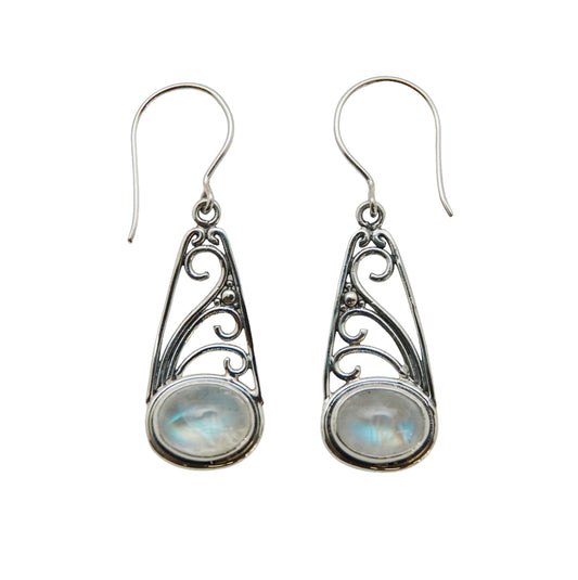 (205PBMS) Silver drop earring in blue moonstone