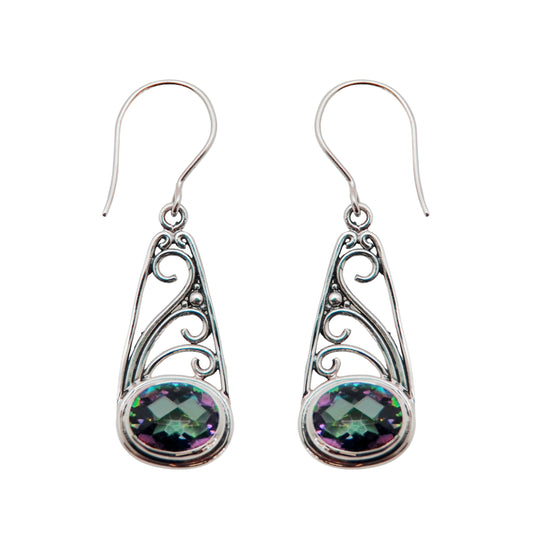 (205PMT) Silver drop earring in mystic topaz