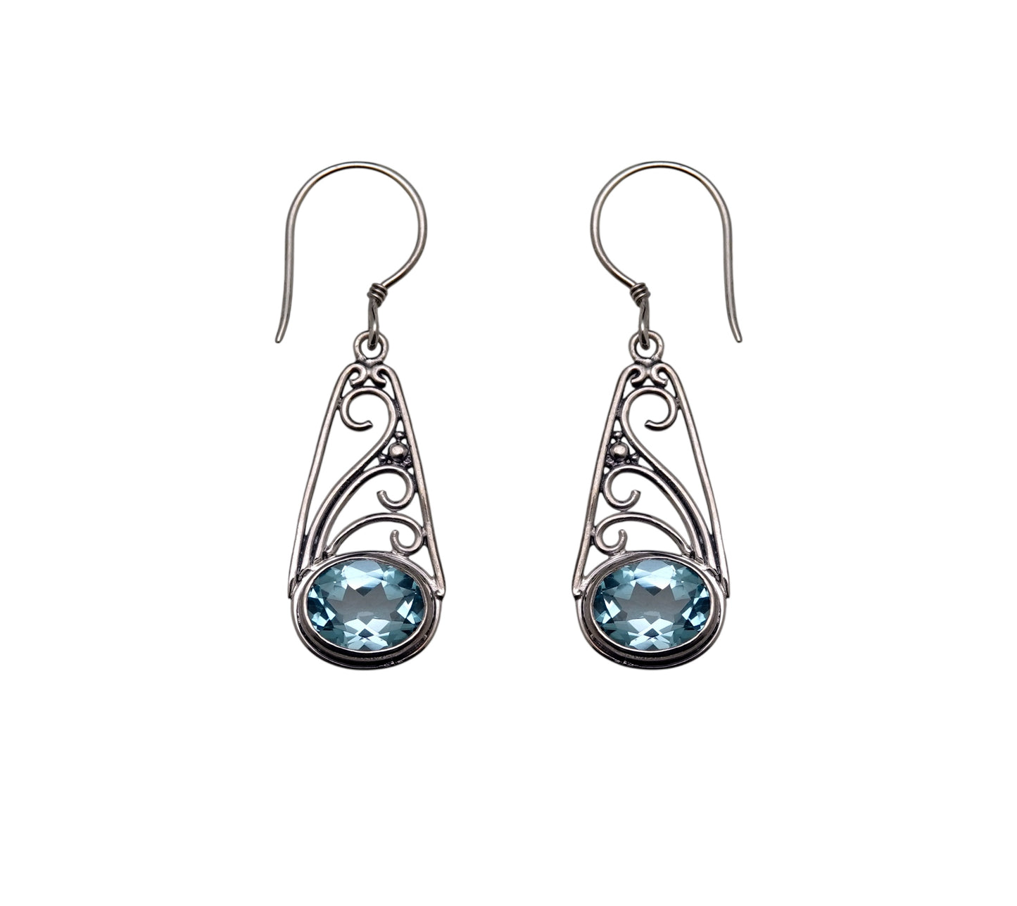 (205PBT) Swirl w/ Granulation Earrings with Blue Topaz