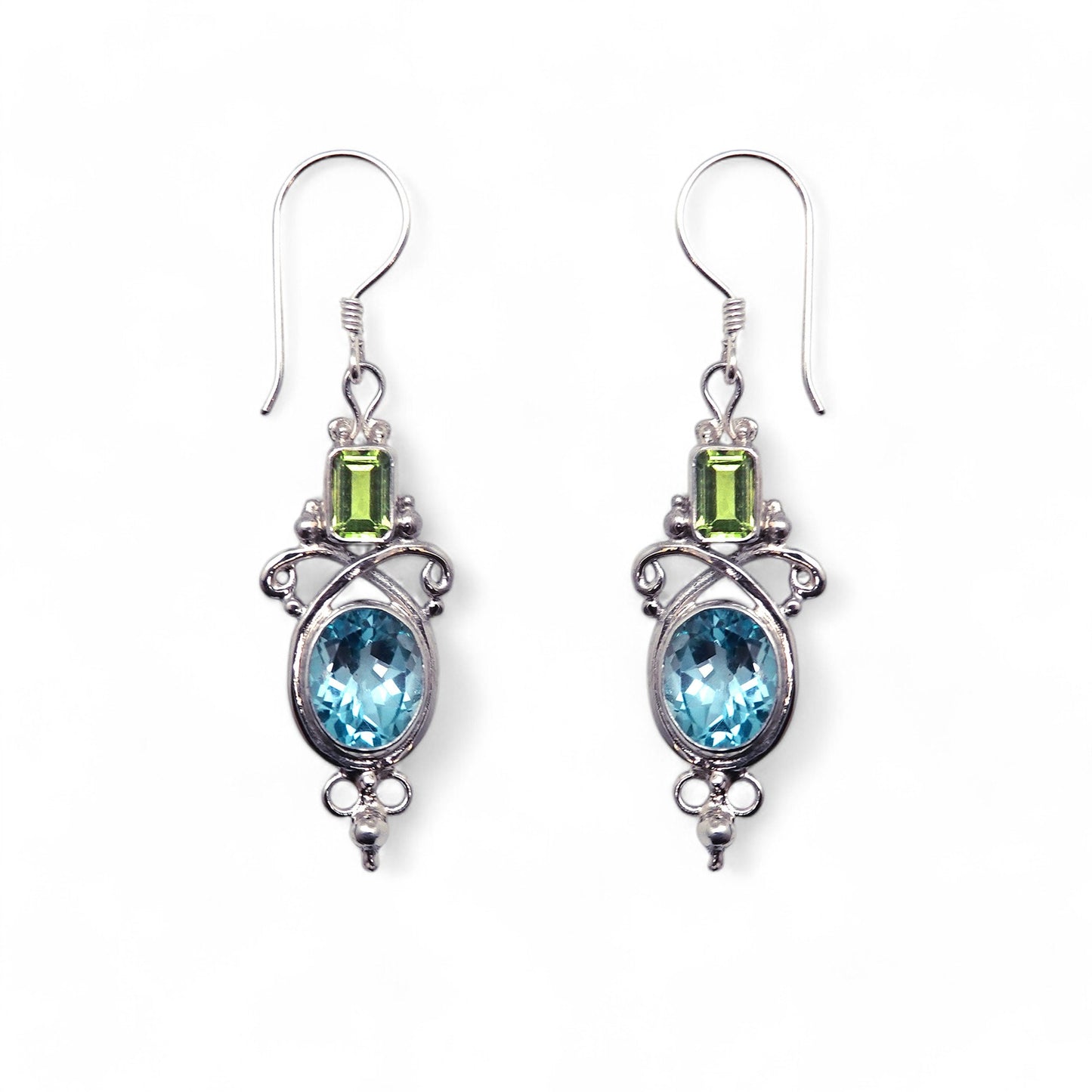 (212GPEBT) Multistone Silver Dangle Earring