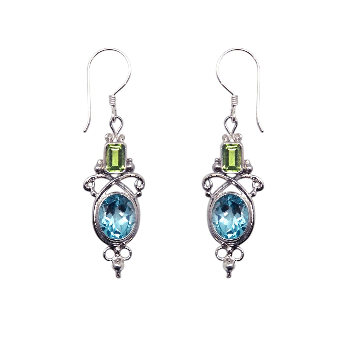 (212GPEBT) Multistone Silver Dangle Earring