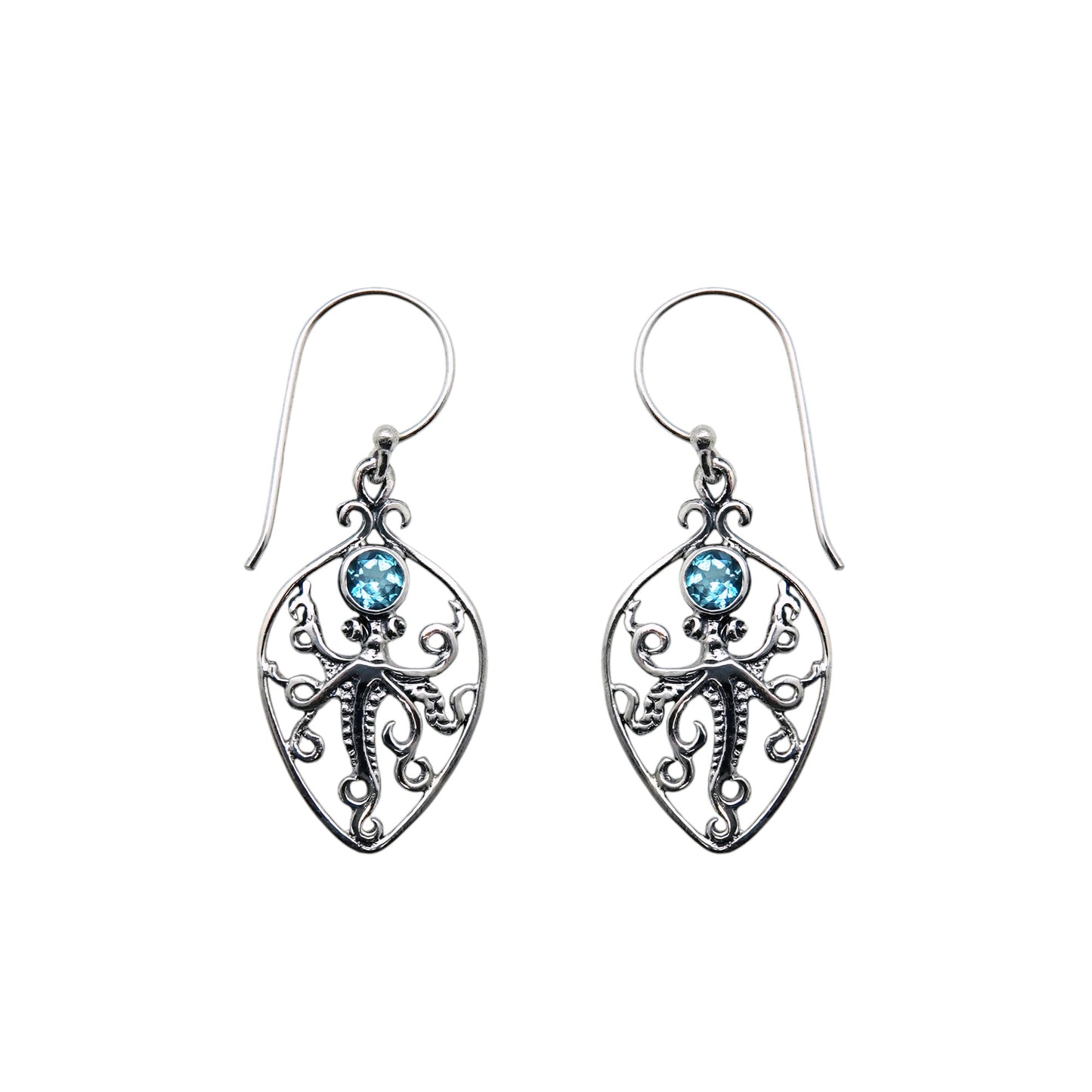 (215ZBT) Silver Gemstone Earring