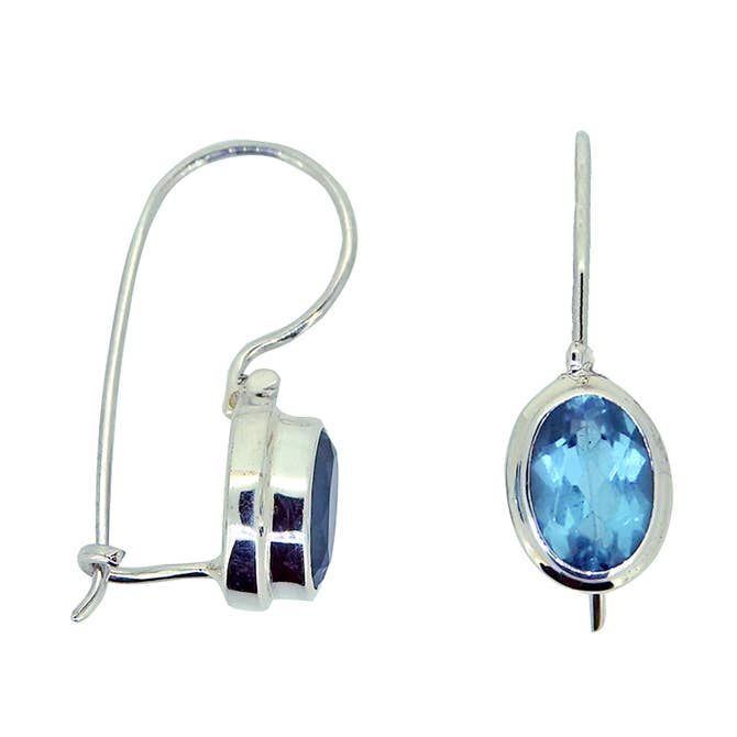 (233IBT) Swiss Blue Topaz Sterling Silver Earrings