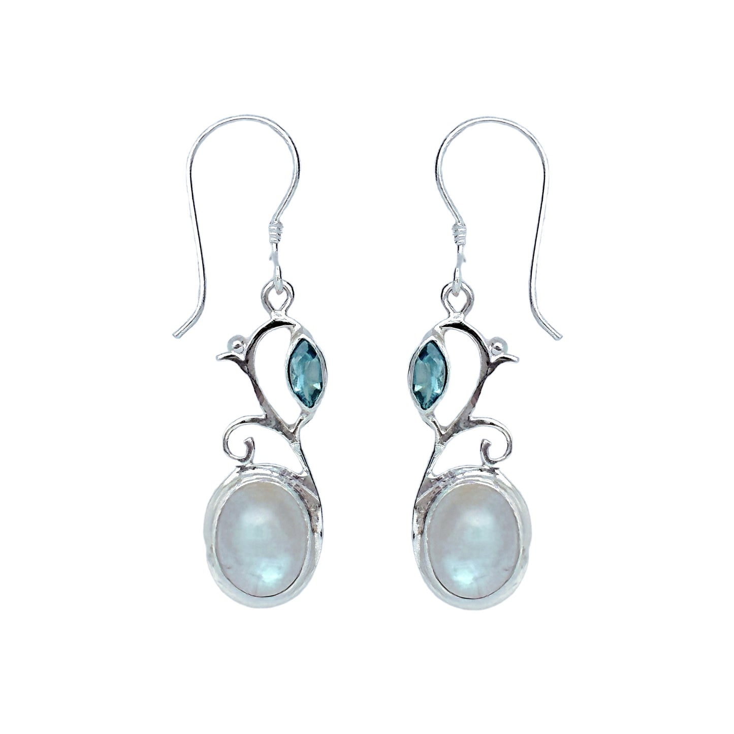 (SP233QBTBMS) Blue Topaz - Blue Moonstone Earrings