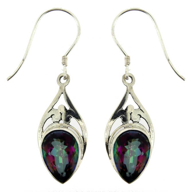 (242WMT) Mystic Topaz Silver Drop Earring