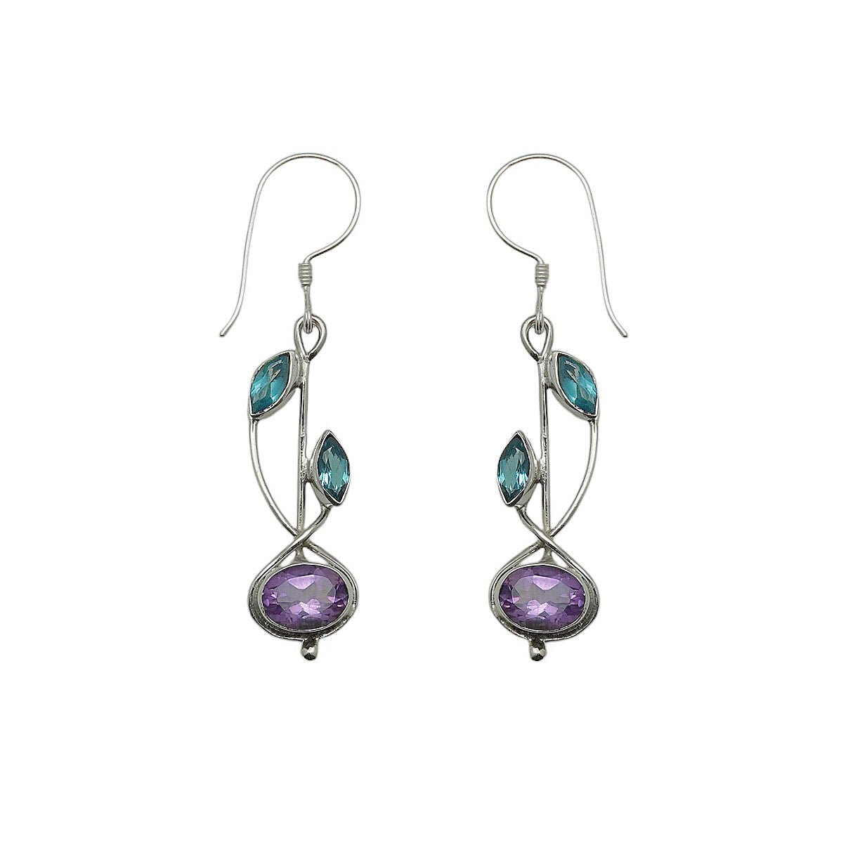 (243NBTAM) Silver Multistone Earring