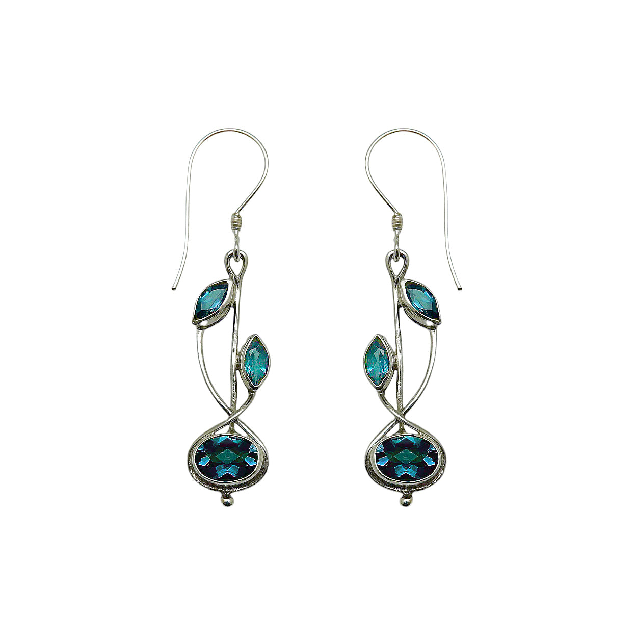 (243NBTBQ) Silver Multistone Dangle Earring