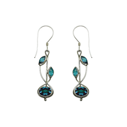 (243NBTBQ) Silver Multistone Dangle Earring