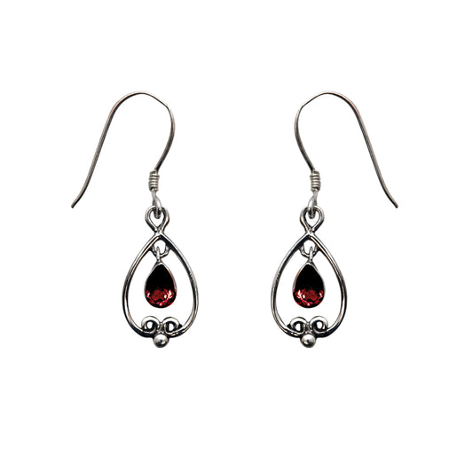 (247NGA) Sterling Silver Garnet pear shape Earrings