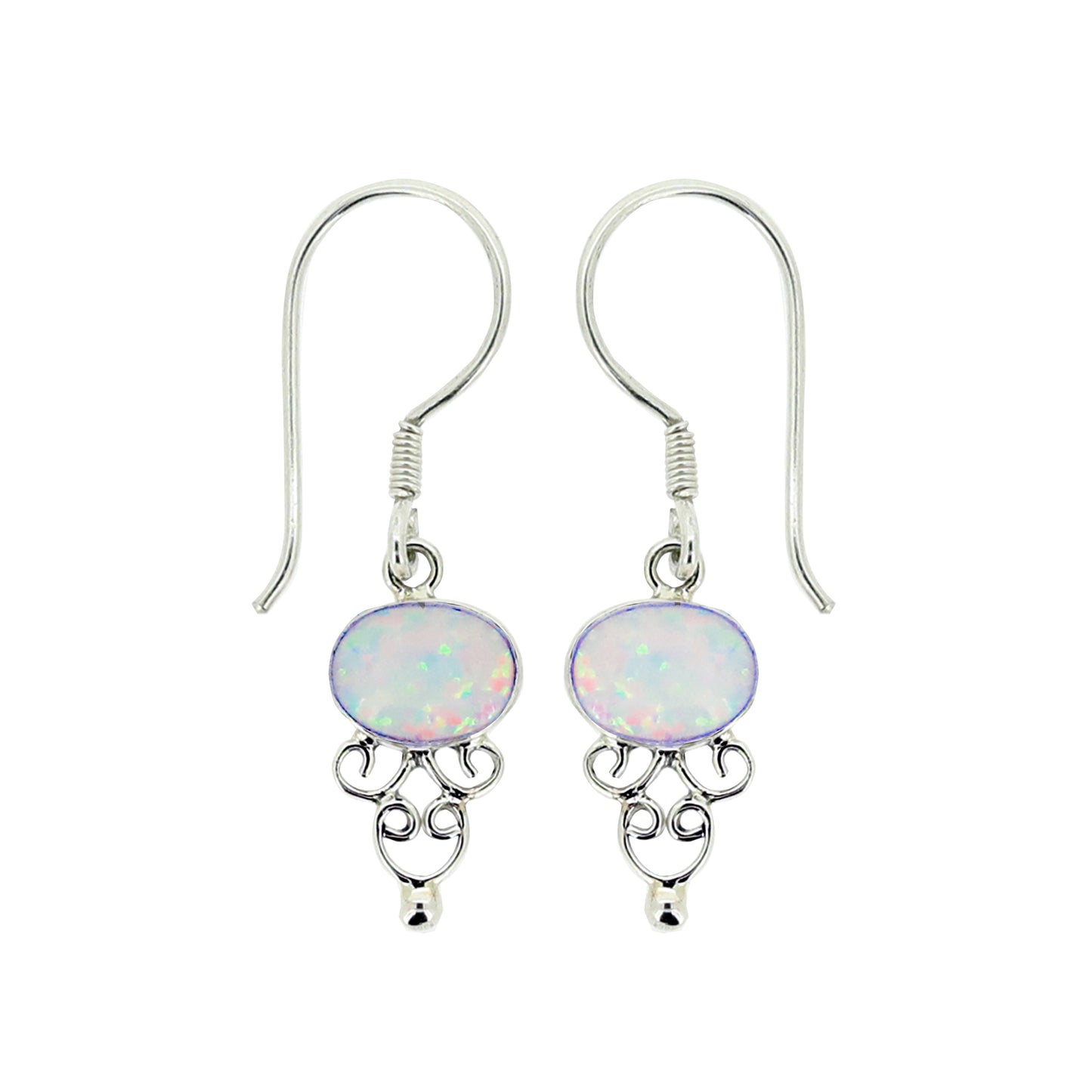 (248TOPS) Cultured (Synthetic) White Opal Earrings