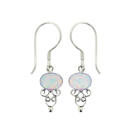 (248TOPS) Cultured (Synthetic) White Opal Earrings