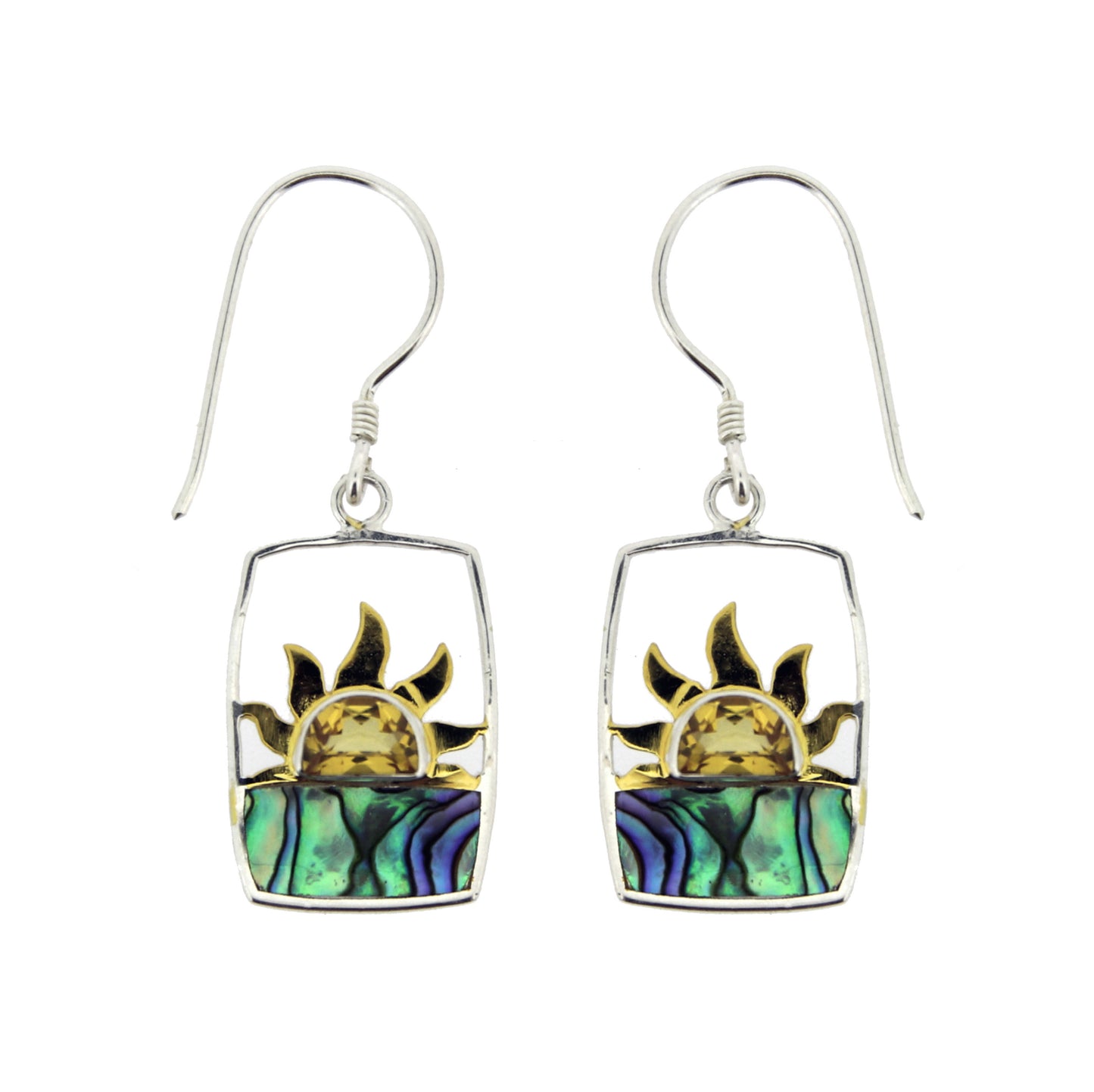 (251PCIPAUA) Citrine & Paua (Abalone) Shell Sunrise/Sunset Horizon Earring