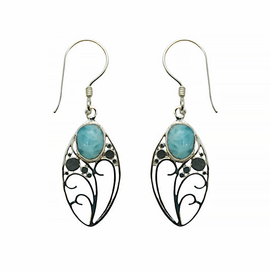 (258ULAR) Silver Earring With Larimar