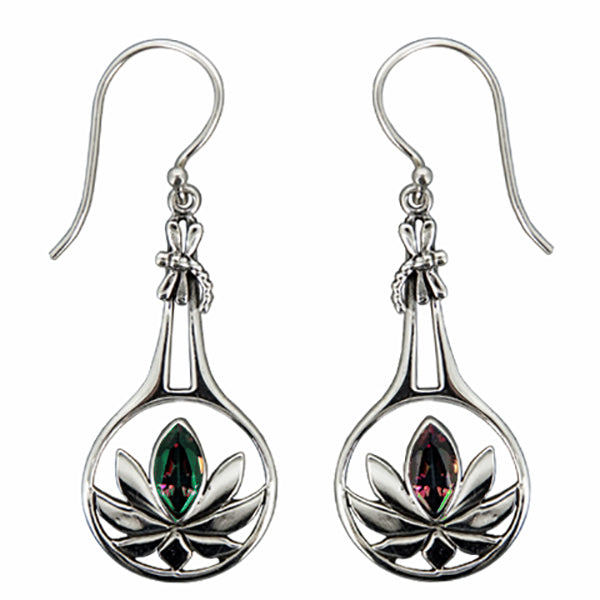 (260ZMT) Mystic Topaz Lotus Sterling Silver Earrings
