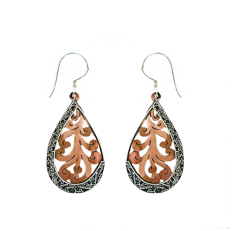 Sterling Silver (265WCOP) Copper Drop Earring
