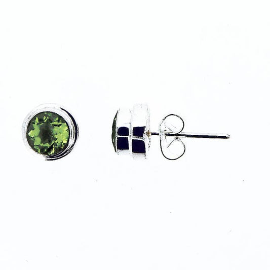 (284IPE) Round Peridot Post Earrings