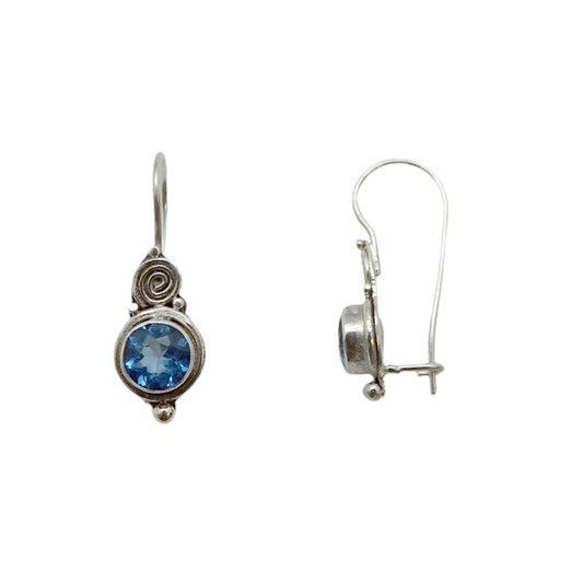 (284JBQ)  Silver gemstone earring with fixed hook.