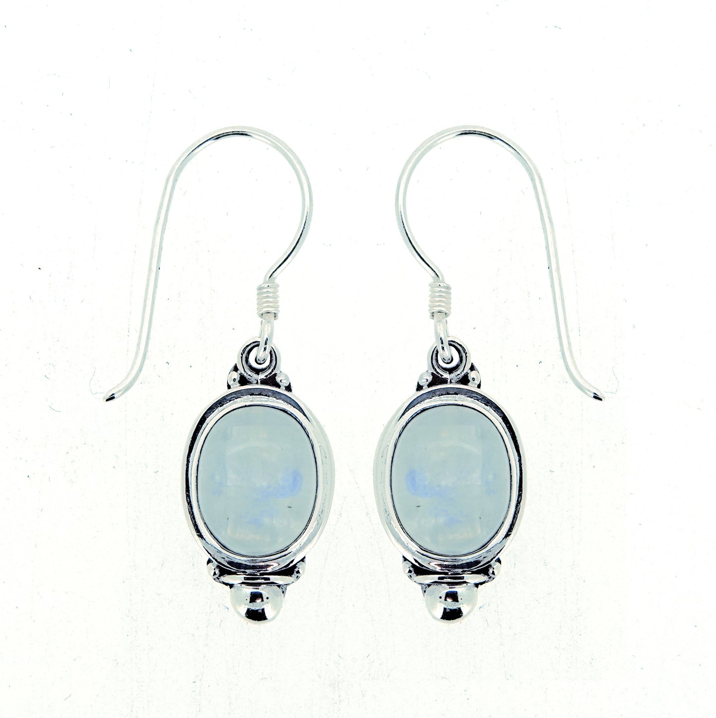 (285UBMS) Oval Blue Moonstone 8x10 dangle earrings