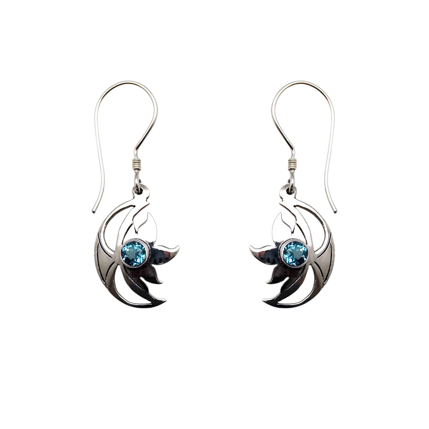 (303CBT) Silver dangle earring with gemstone