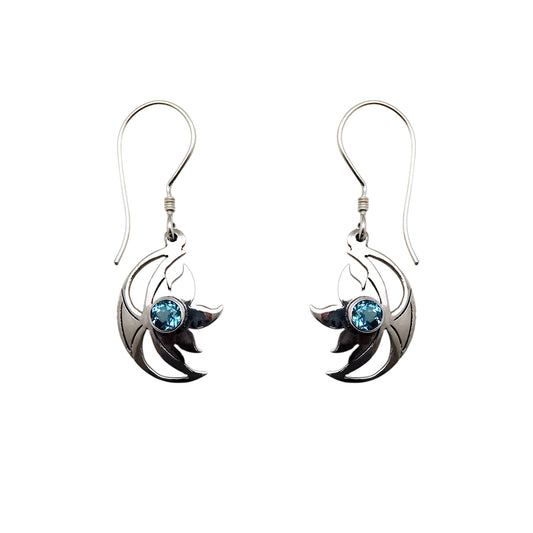 (303CBT) Silver dangle earring with gemstone