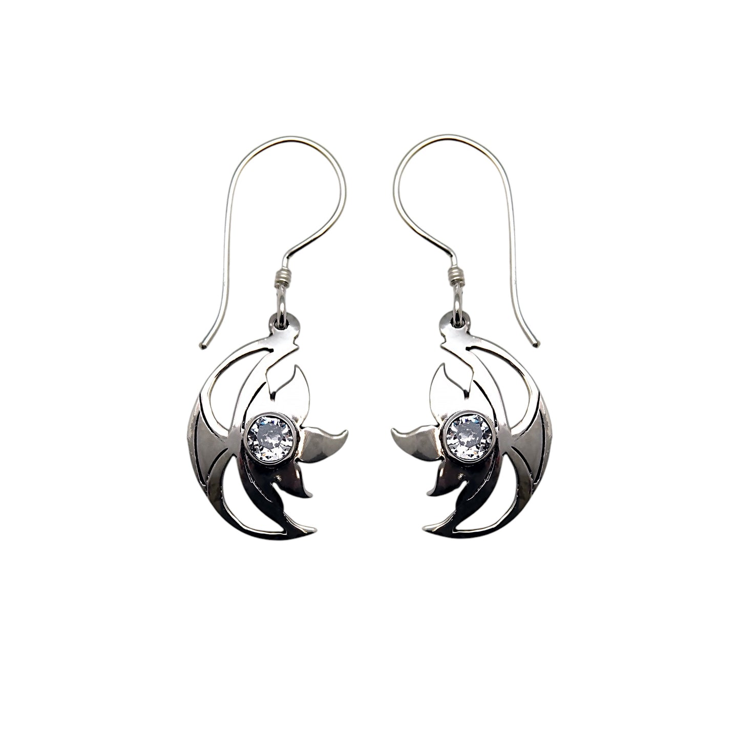 (303CCZ) Silver drop earrring with gemstone