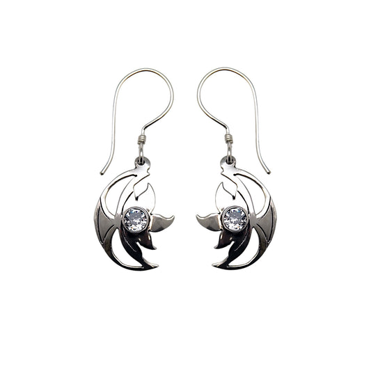 (303CCZ) Silver drop earrring with gemstone
