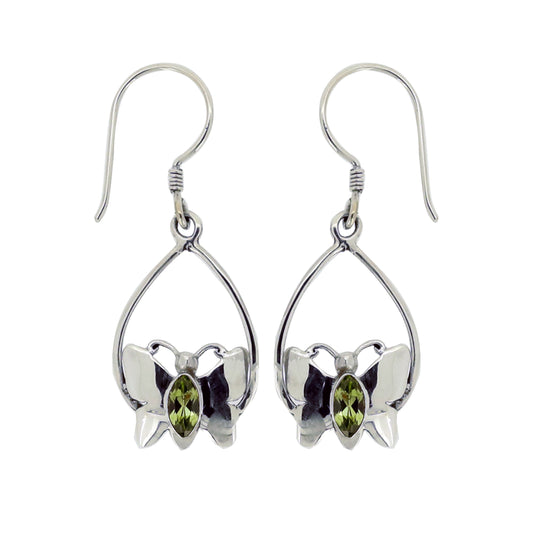 (305PE) Peridot Butterfly Earrings