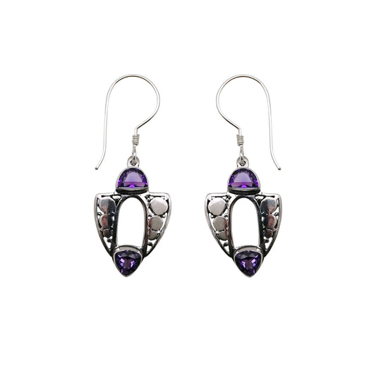 (306CAM) Silver Multistone Earring