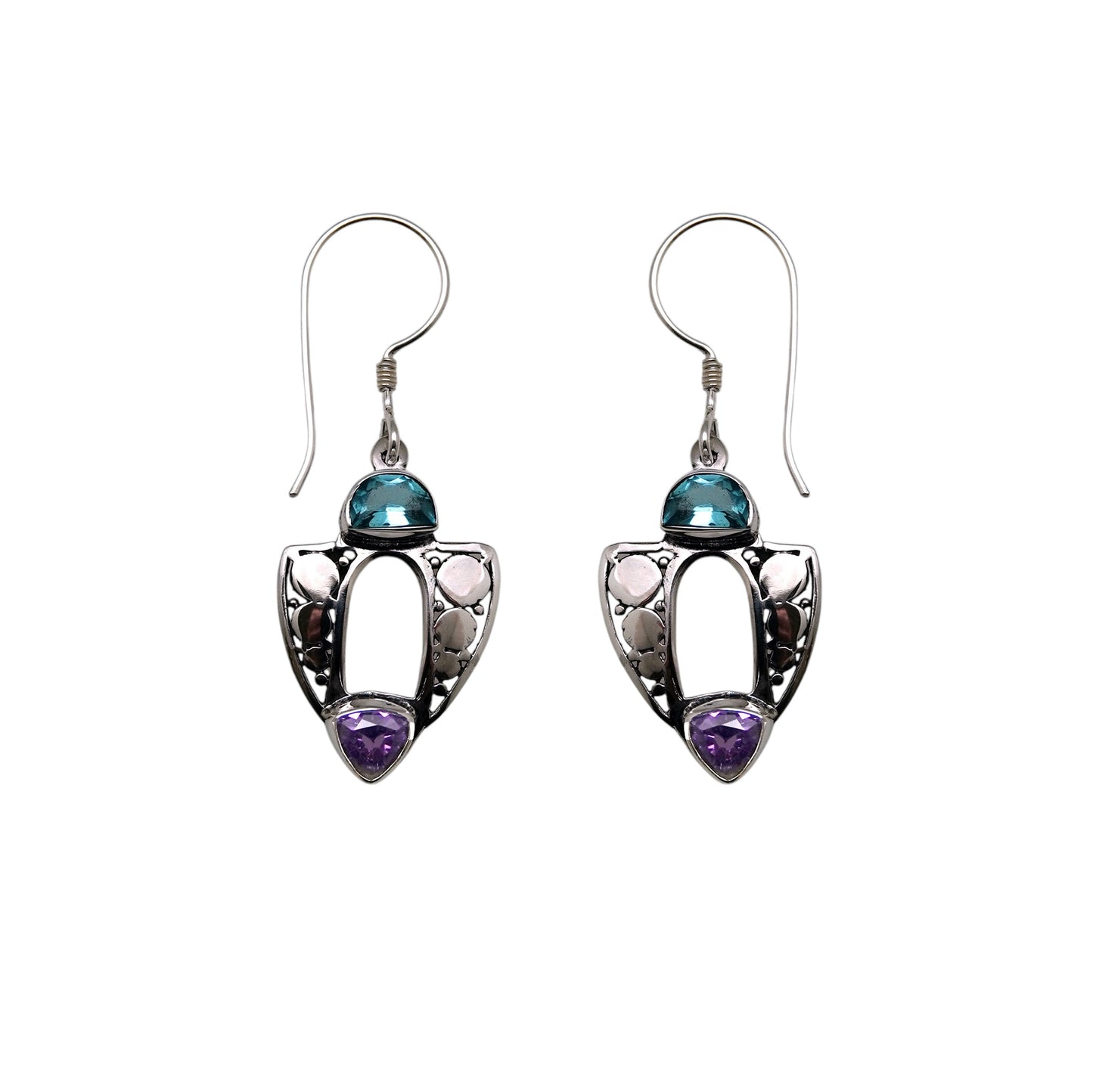 (306CBTAM) Silver Multistone Earrings