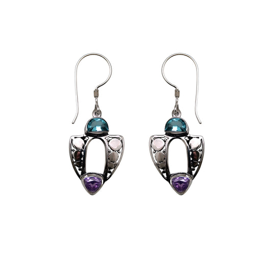 (306CBTSAM) Silver Multistone Earrings
