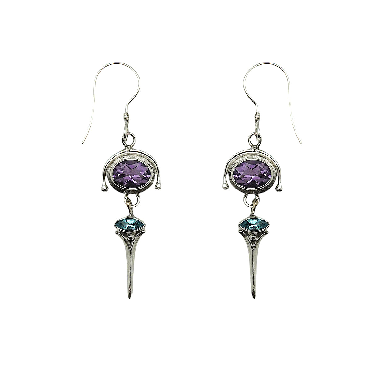 (308AMBT) Silver Multistone Earring
