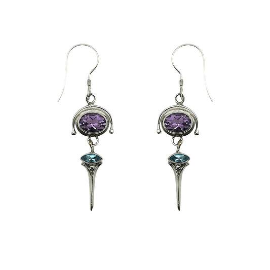 (308AMBT) Silver Multistone Earring