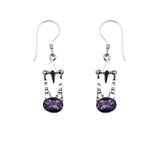 (313CAM) Silver Gemstone Earrings