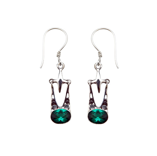 (313CEGQ) Silver Gemstone Earrings