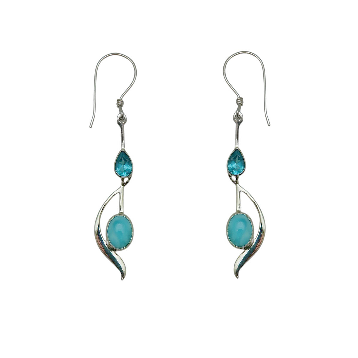 (320BTLAR) Silver Multistone Dangle Earring