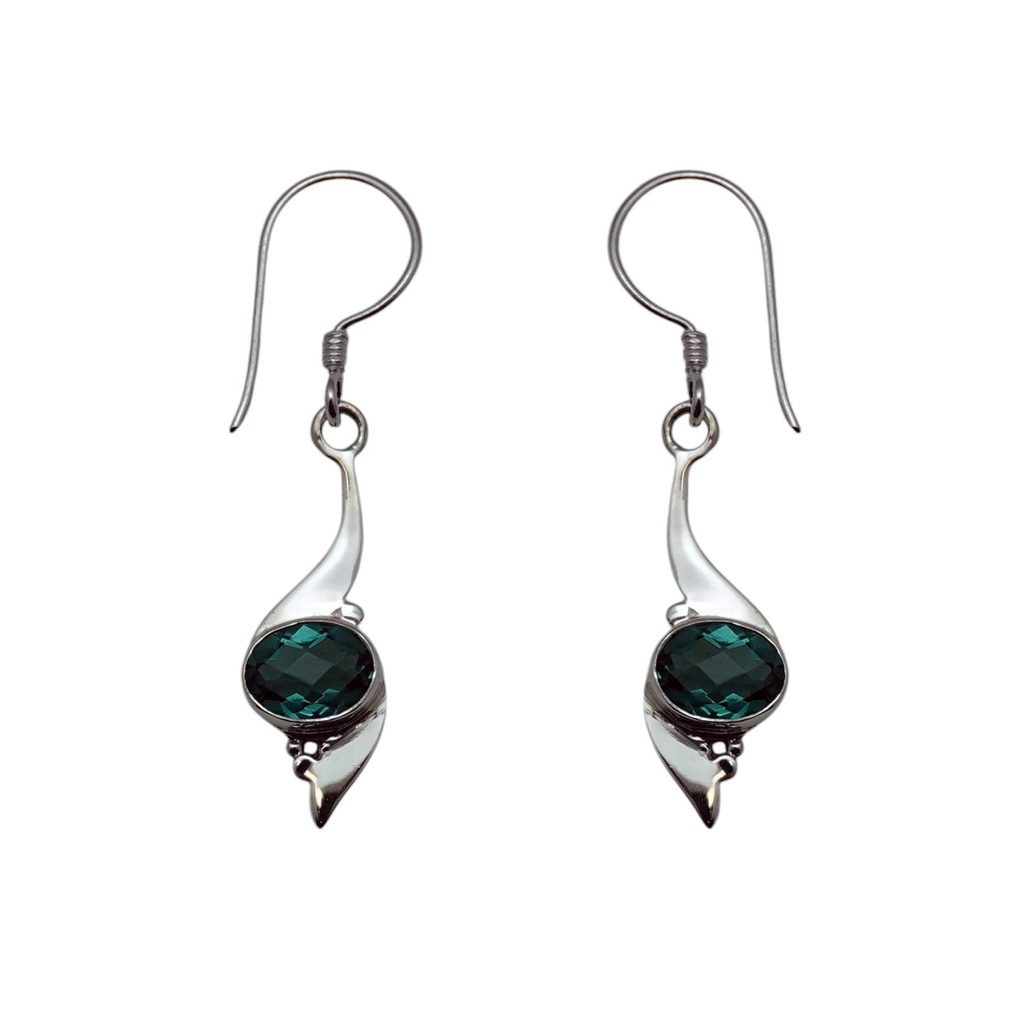 (320CGQ) Silver Emerald Green Quartz Earring