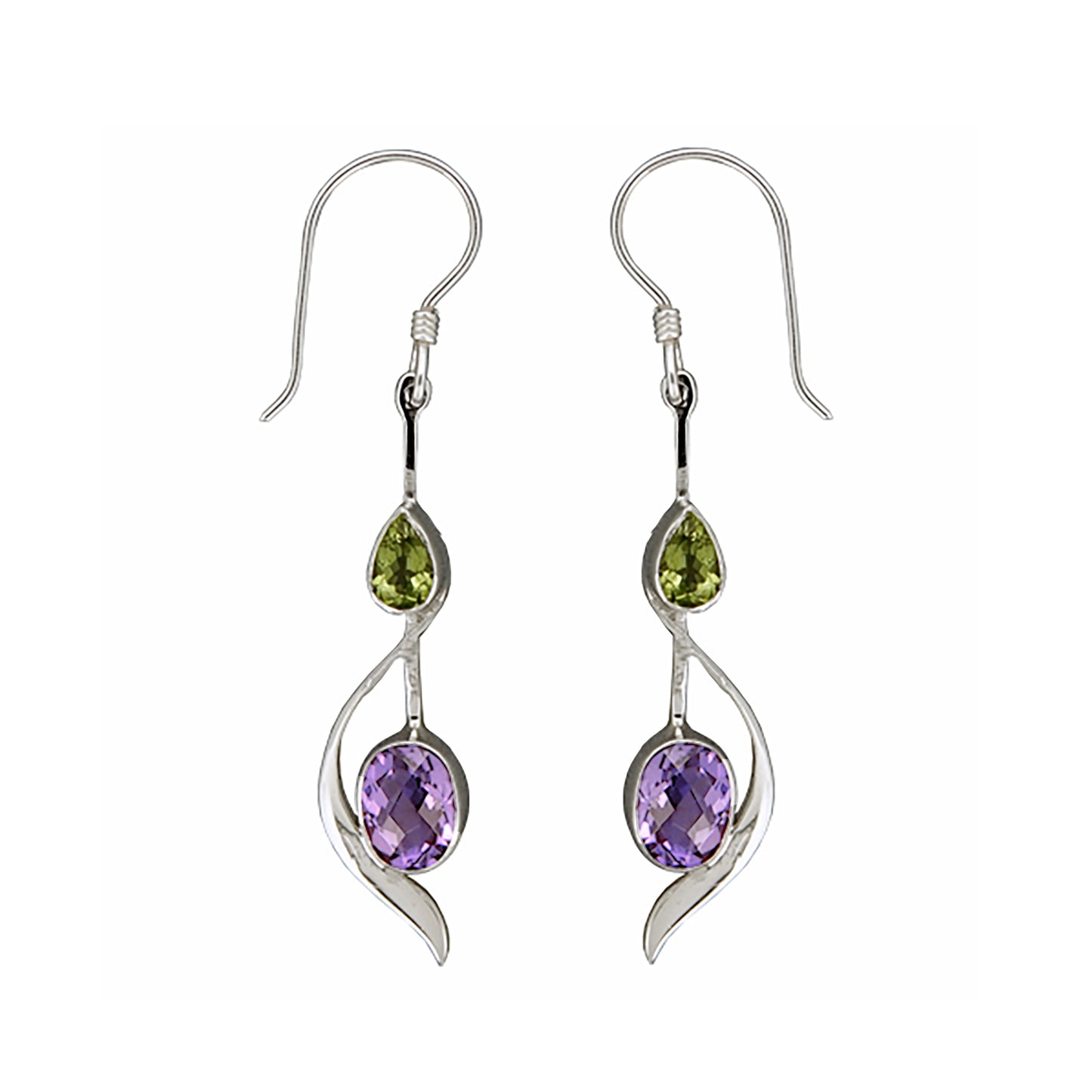 (320PEAM) Peridot and amethyst earring