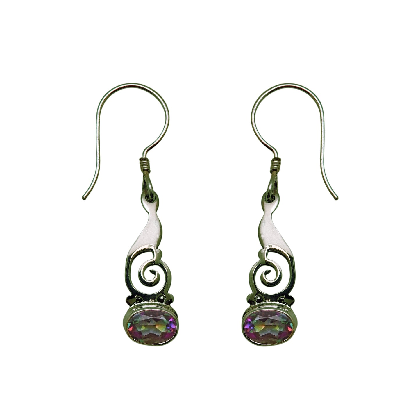 (329CMT) Silver Dangle Earring with Mystic Topaz