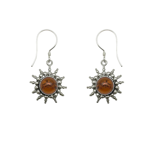 (330AAB) Silver Dangle Earring in Amber