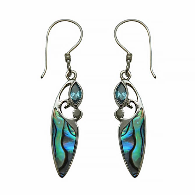 Sterling Silver (331ABTPAUA) Earring in Blue Topaz and Paua Shell