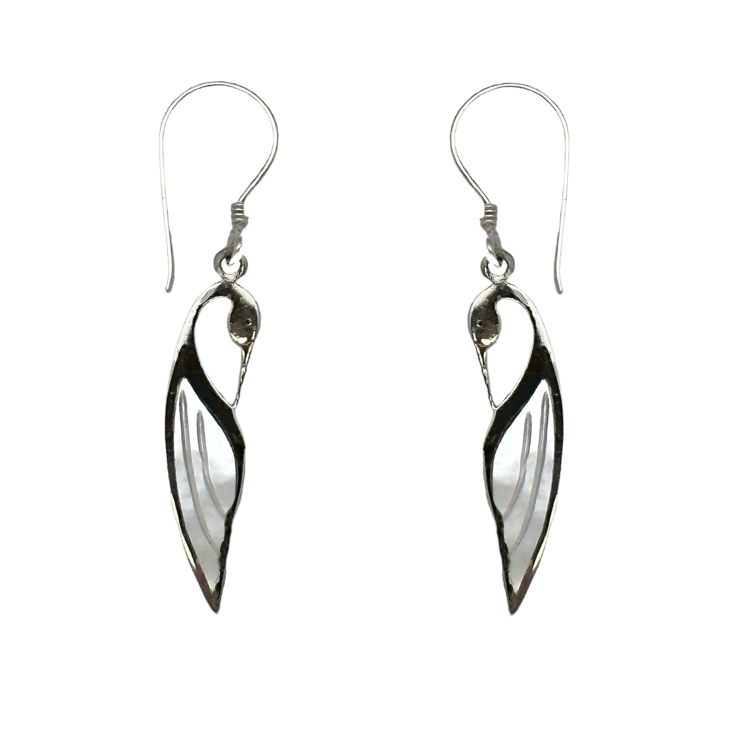 Sterling Silver (342BMOP) Elegant Bird Earring in Mother of Pearl