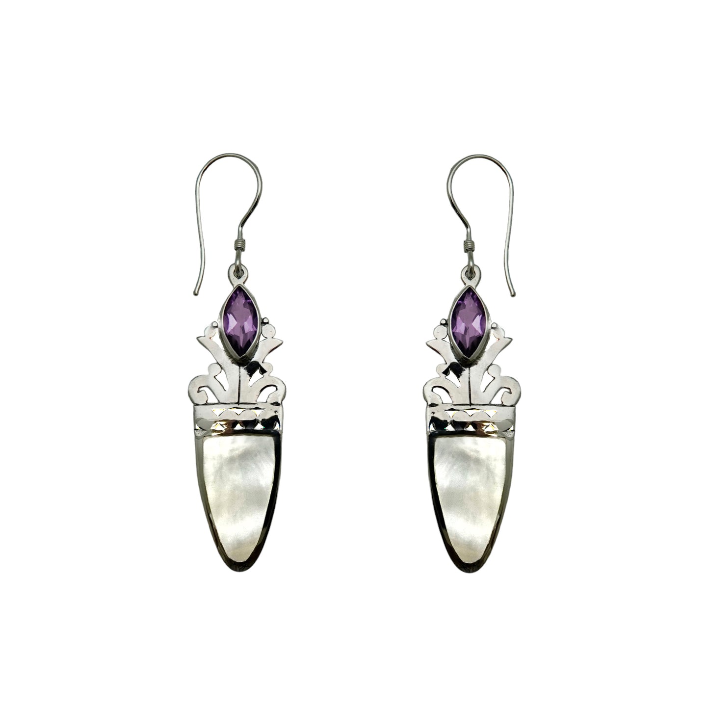 (344BAMMOP) Amethyst and Mother of Pearl Earring