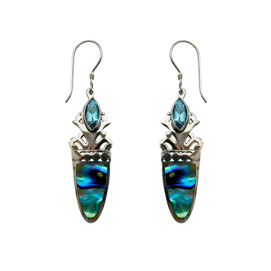 (344BBTPAUA) Swiss Blue Topaz and Paua Shell Earring