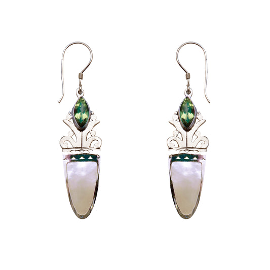 (344BPEMOP) Peridot and Mother of Pearl Shell Earring
