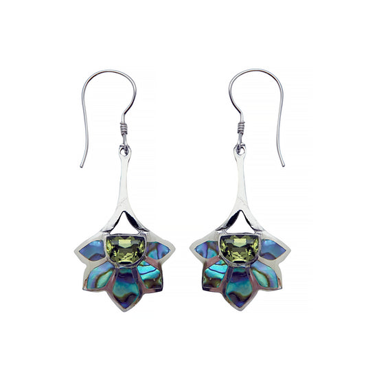 (346BPEPAUA) Peridot and Paua Shell Earrings