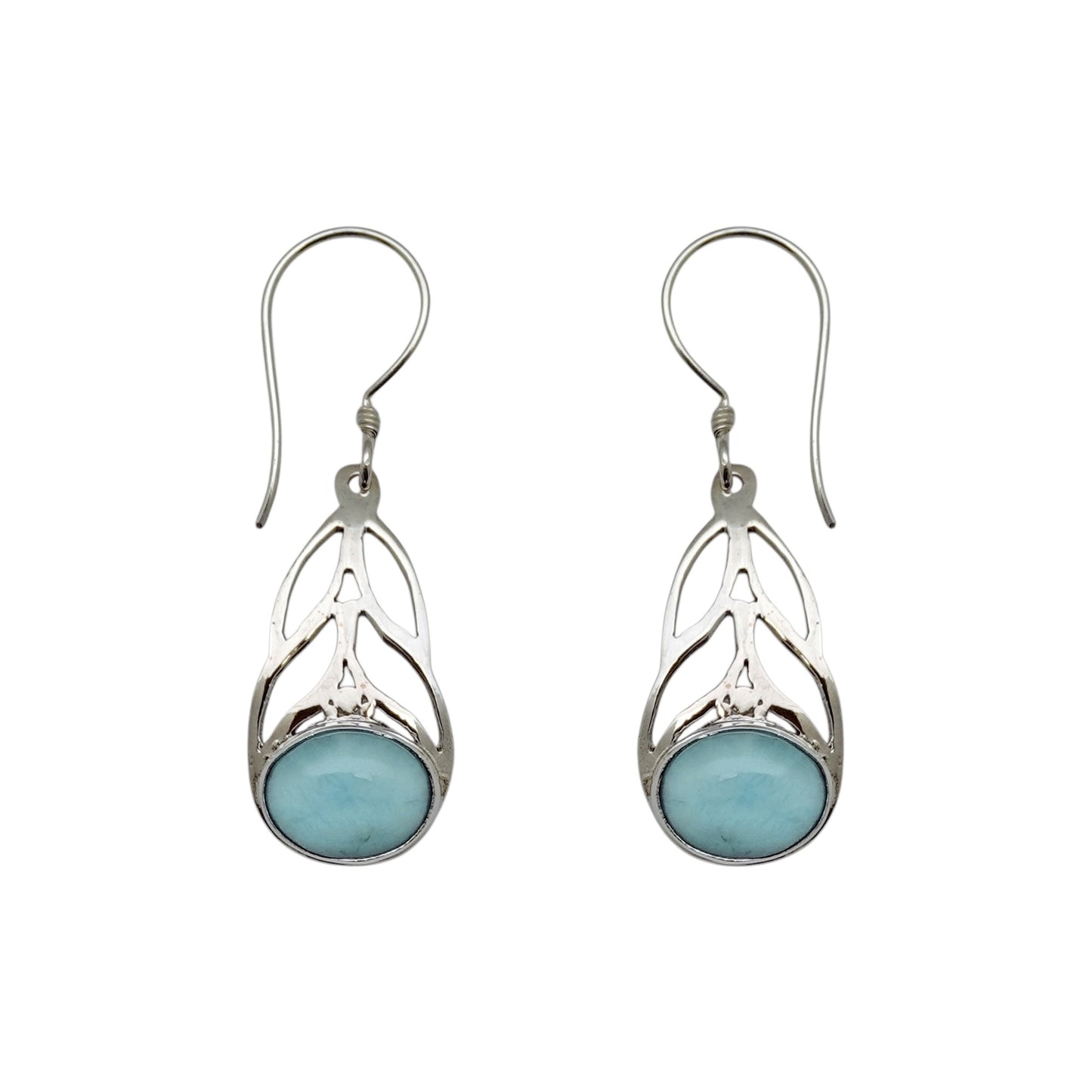 (SP353CLGLAR) Silver Plated Cutout Larimar Earrings