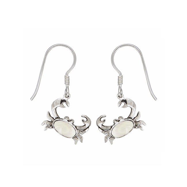 (353MOP) Silver Crab Earrings in Mother Of Pearl