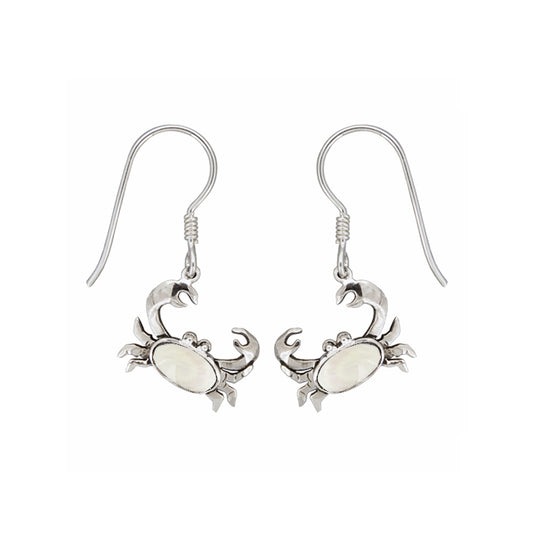(353MOP) Silver Crab Earrings in Mother Of Pearl
