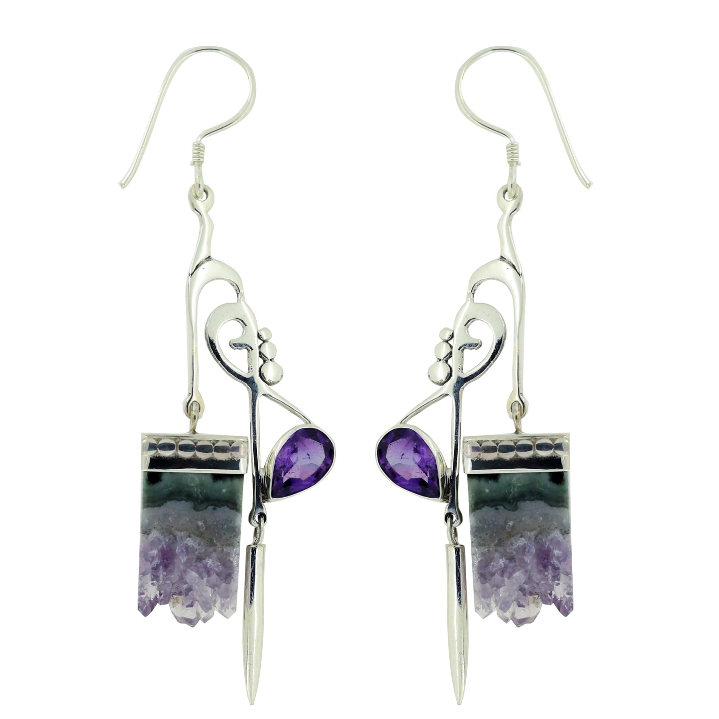 (357AMCR) Amethyst & Uruguayan Crystal Earrings (357AMCR)